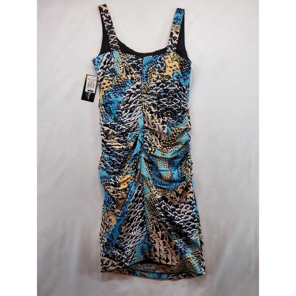 Signature by Sangria Black + Turquoise Modern Social Dress Size 10 NWT - Picture 4 of 7